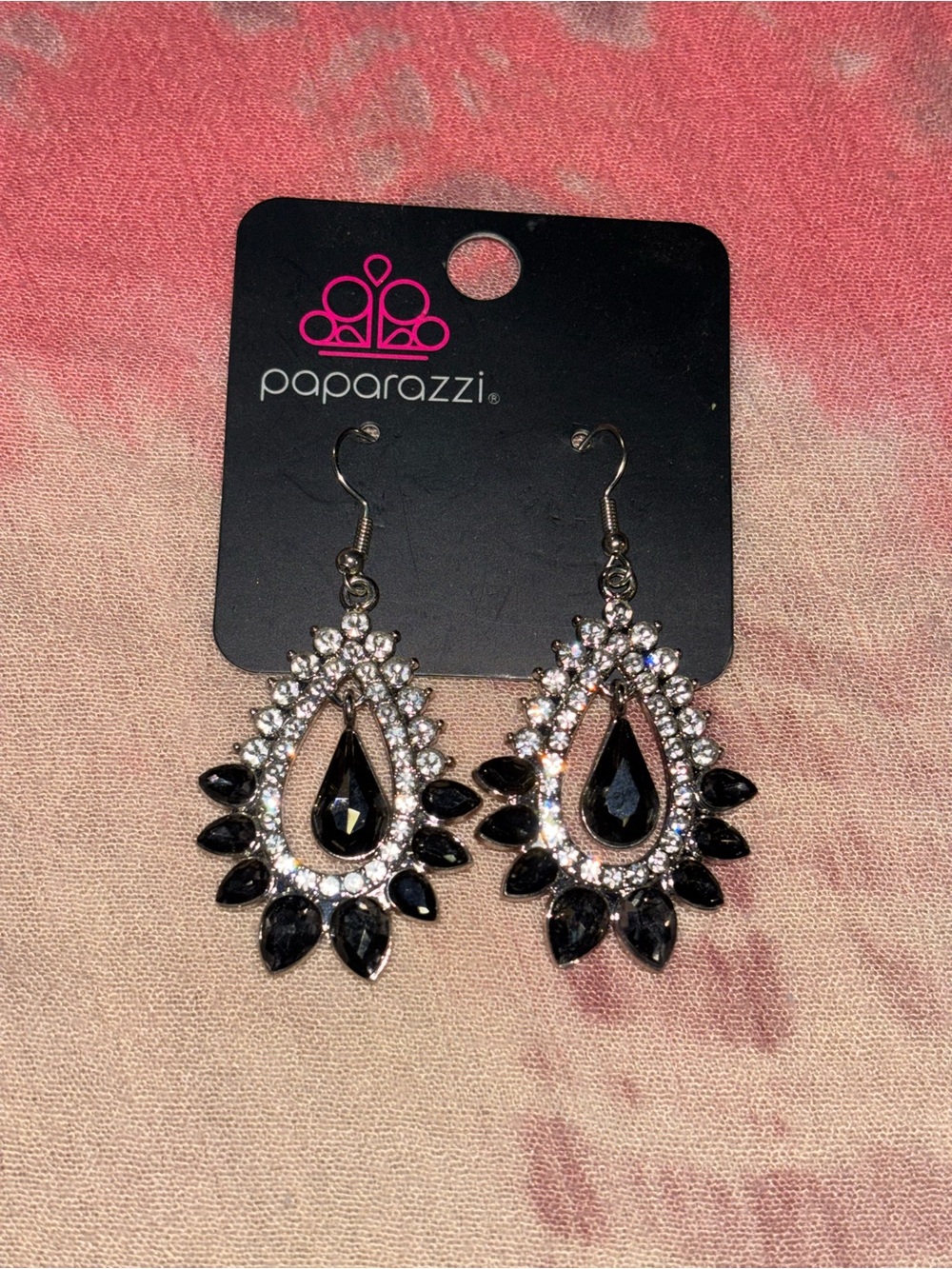 paparazzi Black Teardrop Sparkle Dangle Earrings